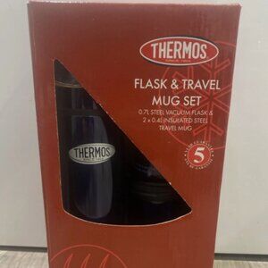 Thermos Flask & Travel Mug set 0.7l Flask 2 X 0.4l Blue BNIB